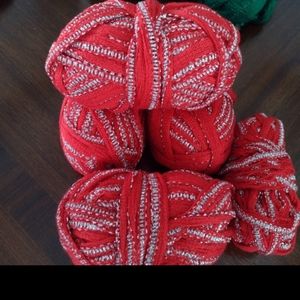 Sashay by Red Heart Sashay scarf yarn, red and silver 15.7 oz total